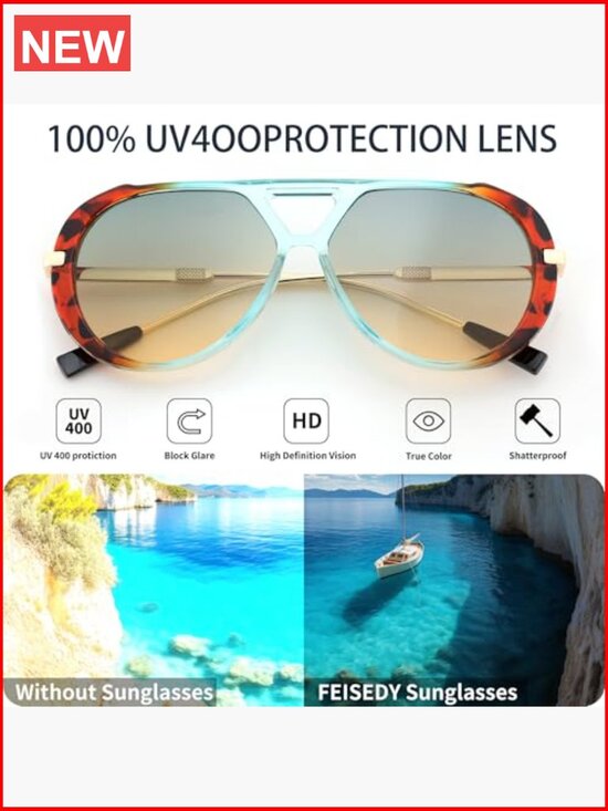 Retro Aviator Sunglasses Metal Frame UV400 Protection Glasses